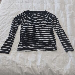Poof! Black and White Striped Long Sleeve Tee
